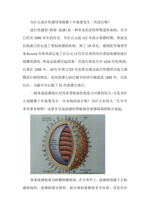 为什么流行性感冒每隔数十年就要发生一次流行呢