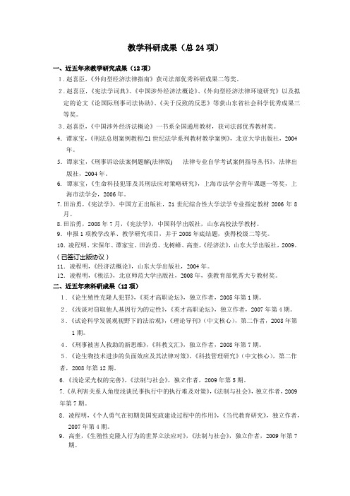 附表1教学科研成果