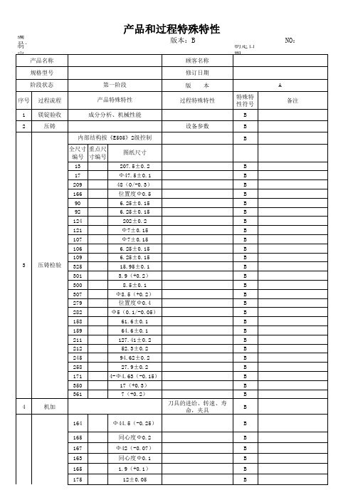 产品和过程特殊特性