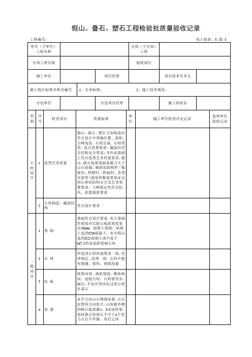 5.32.3假山、叠石、塑石工程检验批质量验收记录