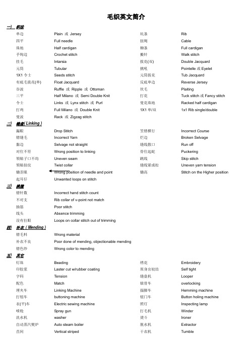 毛衫针织英文简介