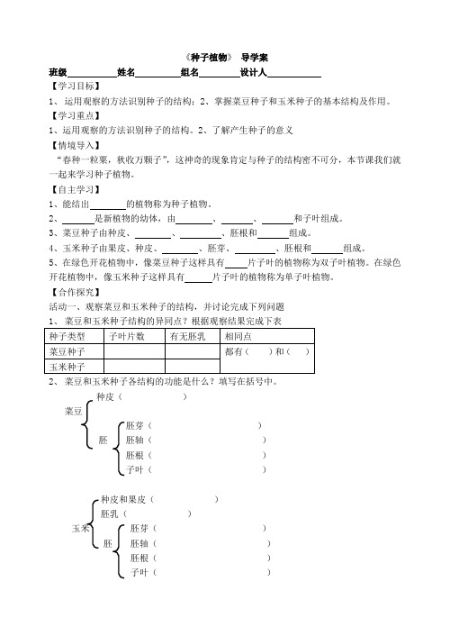 生物人教版七年级上册《种子植物》导学案