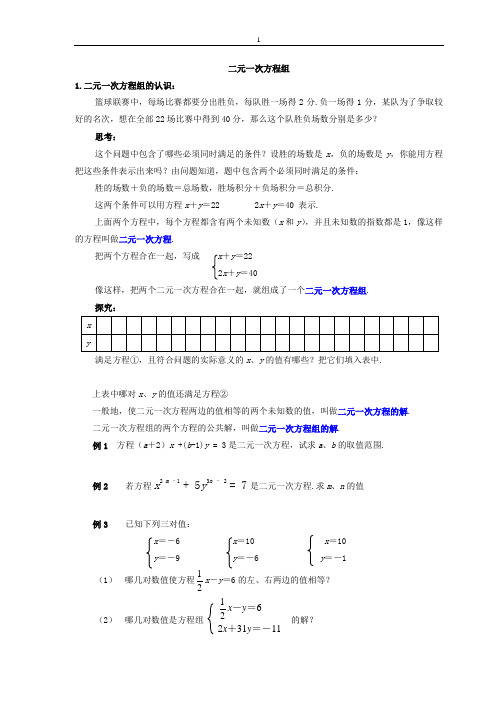 二元一次方程组全章教案