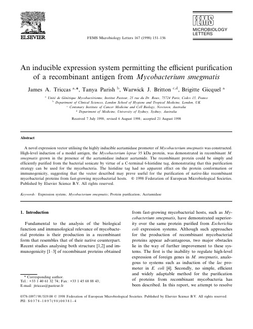 1An inducible expression system permitting the e¤cient puri