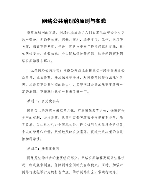 网络公共治理的原则与实践