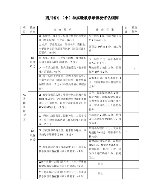 四川省中(小)学实验教学示范校评估细则