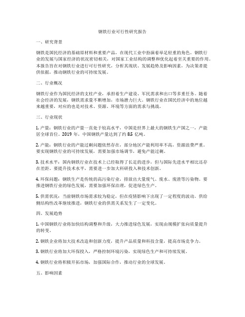 钢铁行业可行性研究报告