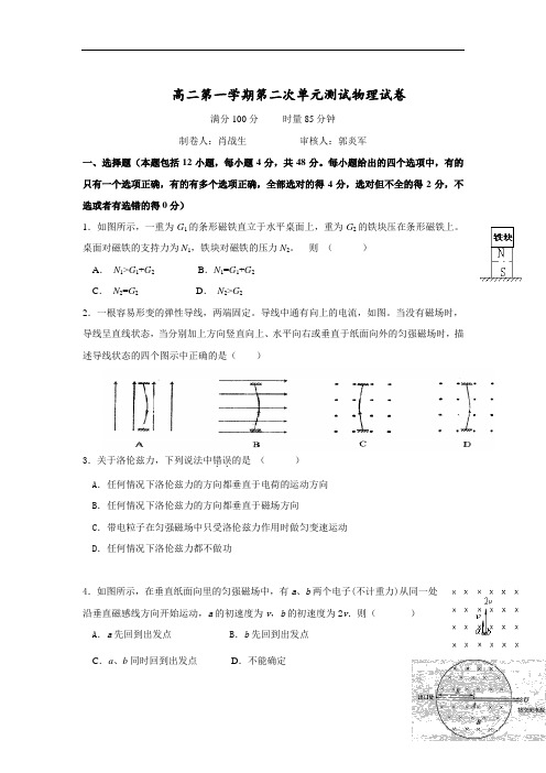 最新-湖南省长沙一中2018学年高二上学期第二次月考--物理 精品