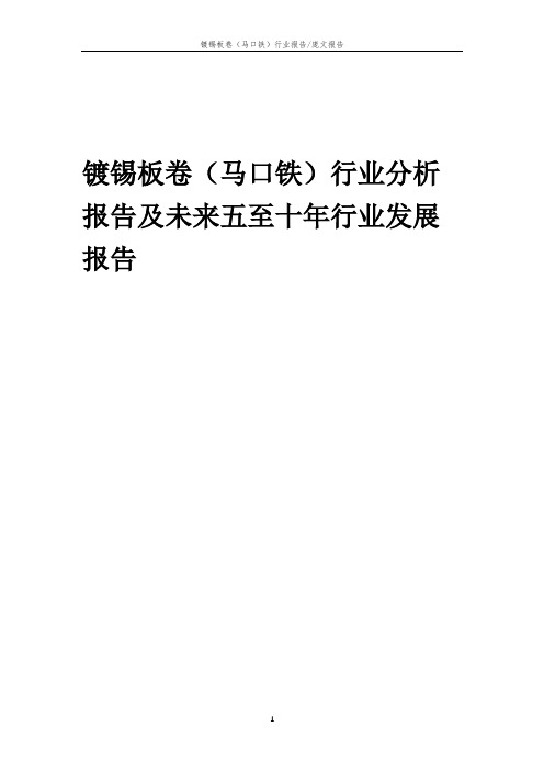 2023年镀锡板卷(马口铁)行业分析报告及未来五至十年行业发展报告