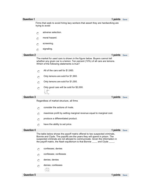 ECON5001_Microeconomics_2008 Semester 1_ECON 5001_Quiz 2