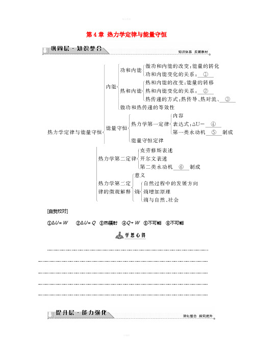 高中物理 第4章 热力学定律与能量守恒章末分层突破教师用书 沪科版选修3-3