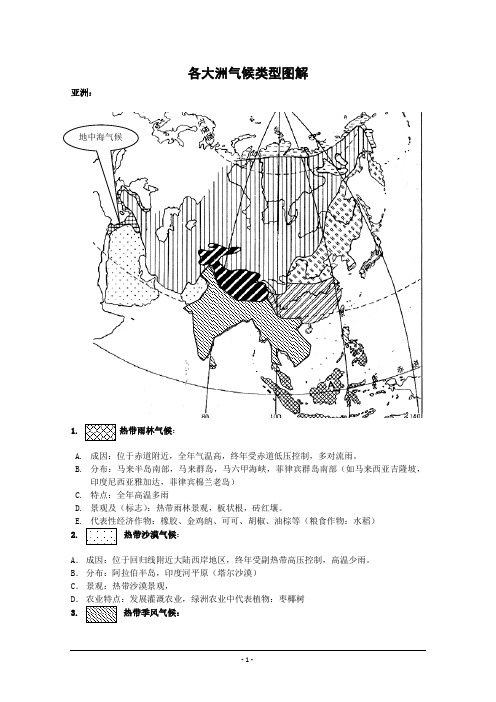 地理：关于各大洲气候类型图解