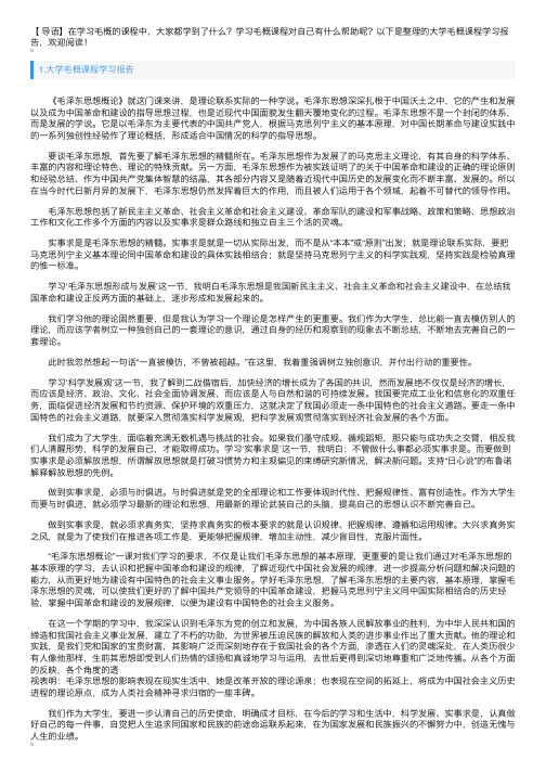 大学毛概课程学习报告