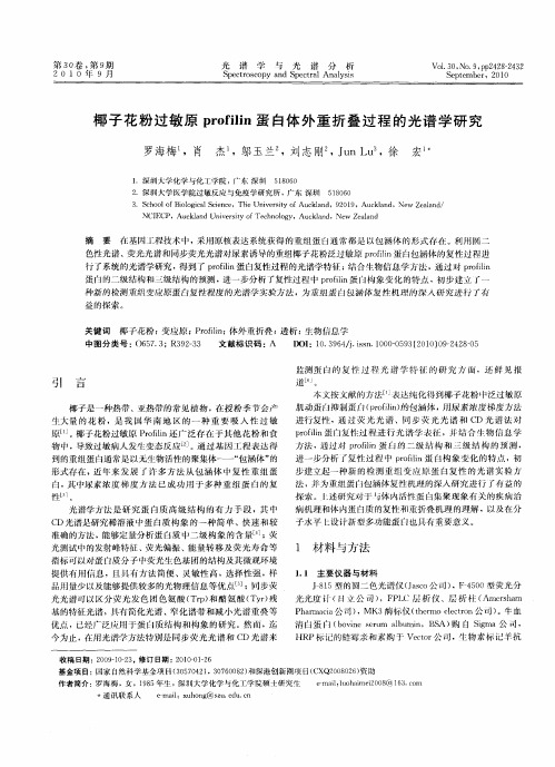 椰子花粉过敏原profilin蛋白体外重折叠过程的光谱学研究