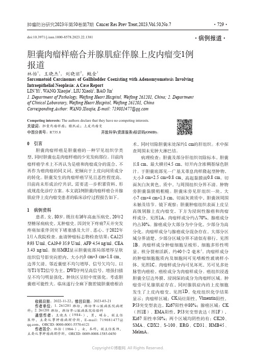 胆囊肉瘤样癌合并腺肌症伴腺上皮内瘤变1例报道