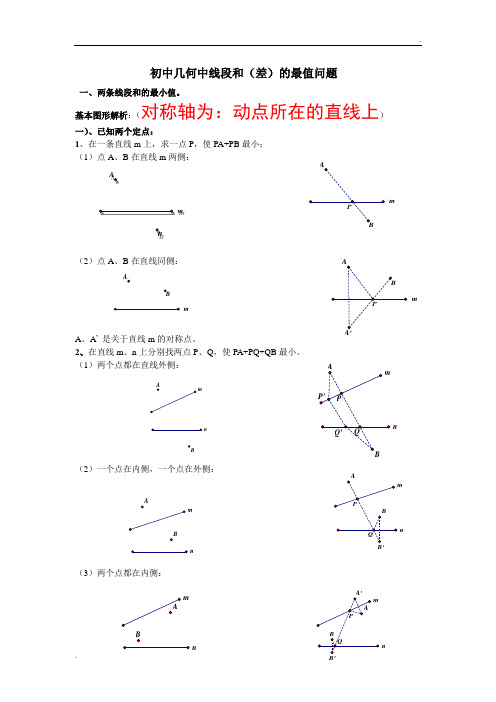 初中几何中线段和差的最大值与最小值典型分析(最全)