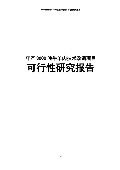 年产3000吨牛羊肉技术改造项目可行性研究报告