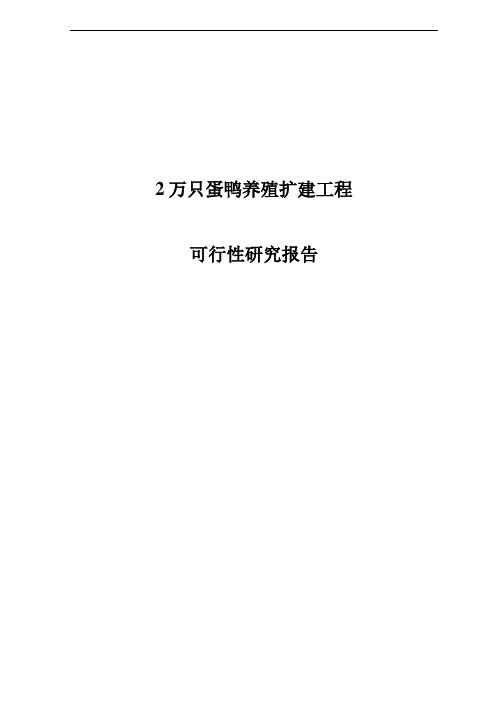 2万只蛋鸭养殖扩建项目可行性研究报告