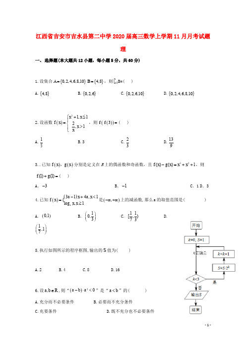 江西省吉安市吉水县第二中学2020届高三数学上学期11月月考试题理