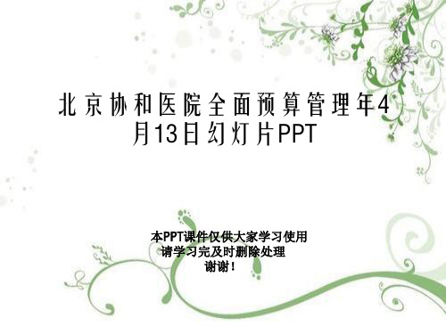 北京协和医院全面预算管理年4月13日幻灯片PPT