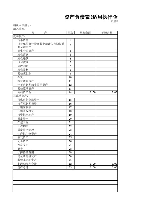 企业会计准则(一般企业)财务报表