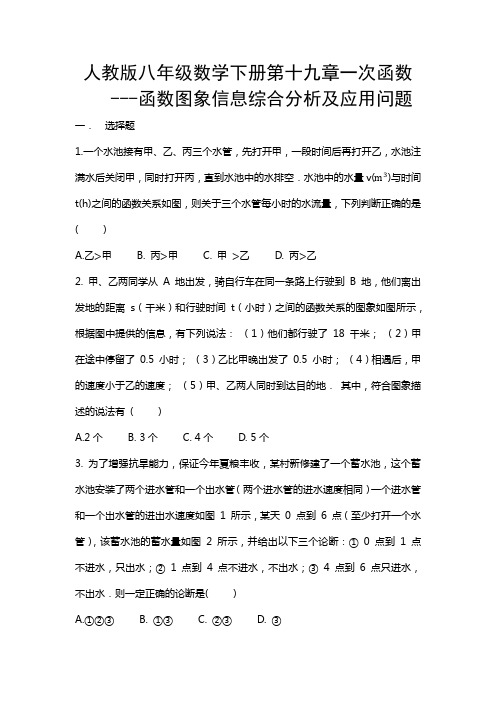 人教版八年级数学下册第十九章一次函数---函数图象信息综合分析及应用问题