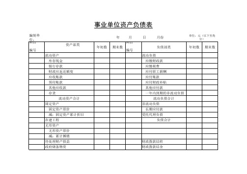 行政单位资产负债表