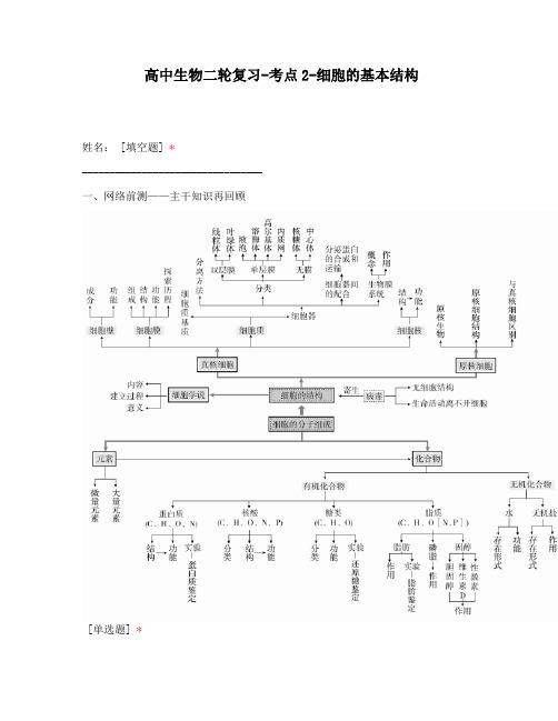 高中生物二轮复习-考点2-细胞的基本结构