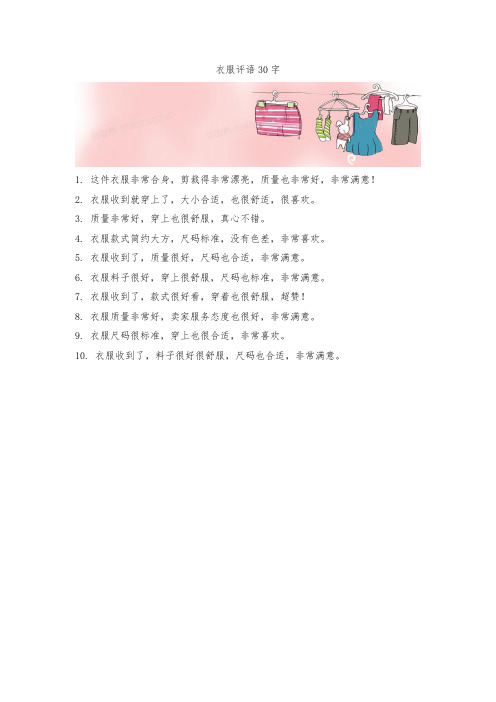 衣服评语30字