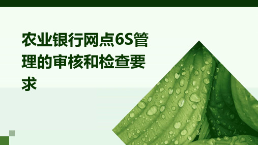 农业银行网点6S管理的审核和检查要求