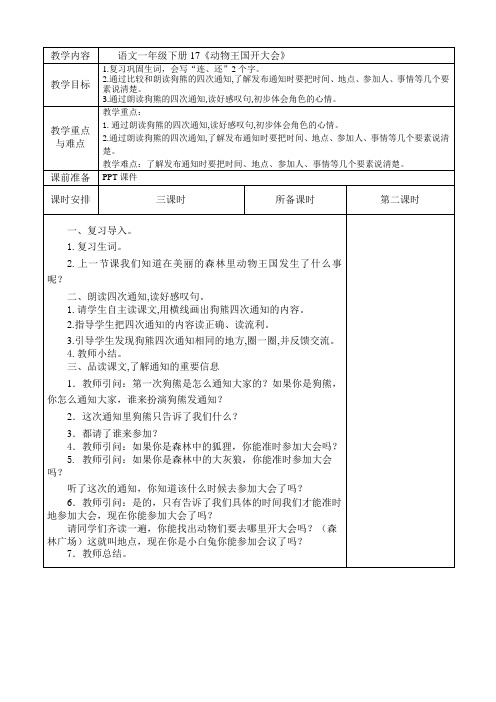 17动物王国开大会教案