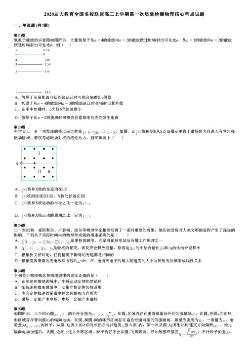 2020届大教育全国名校联盟高三上学期第一次质量检测物理核心考点试题