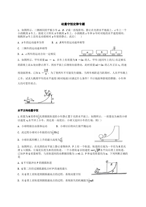 2019年高考复习：动量守恒专题 题型分类