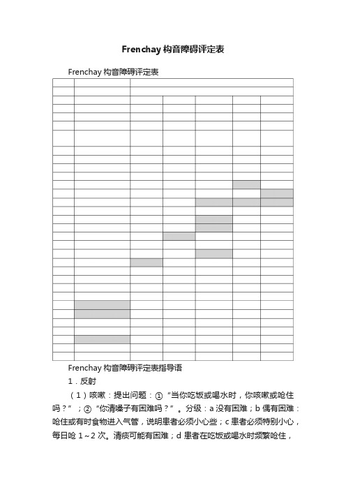 Frenchay构音障碍评定表