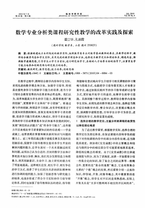 数学专业分析类课程研究性教学的改革实践及探索