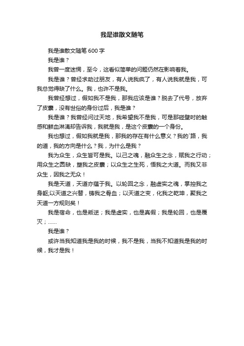 我是谁散文随笔600字