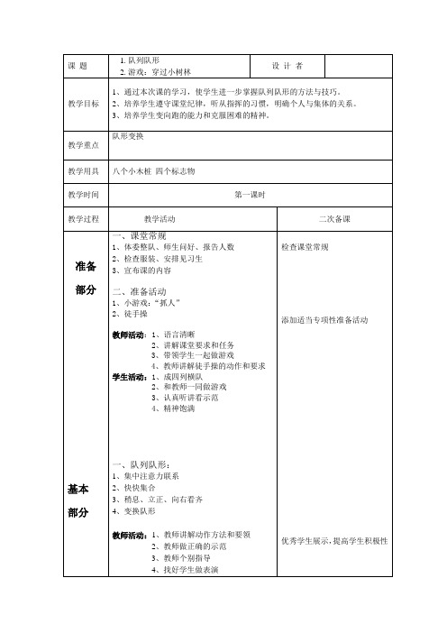 队列队形游戏：穿过小树林