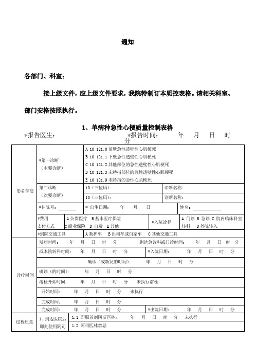 医院单病种质量控制表单