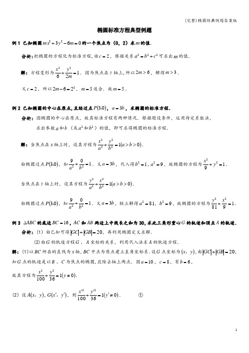 (完整)椭圆经典例题答案版