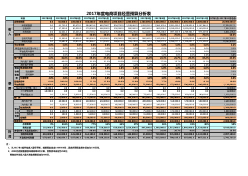 (完整版)2017年度电商项目经营预算分析表