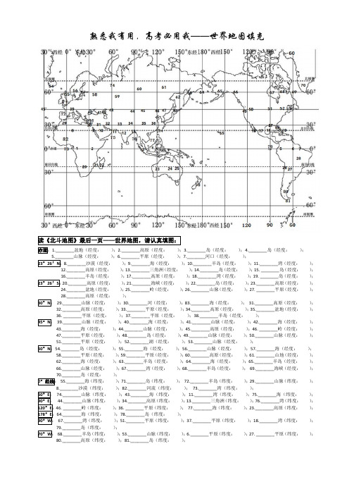 世界地图复习——填充图(经典全面)