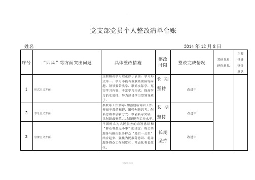 党员个人整改清单台账