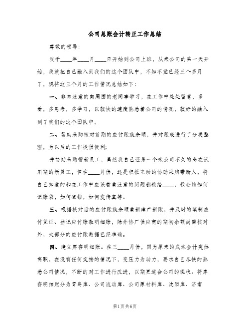 公司总账会计转正工作总结（2篇）