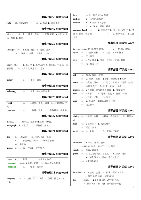 同等学力英语高频词汇(最新整理9页)