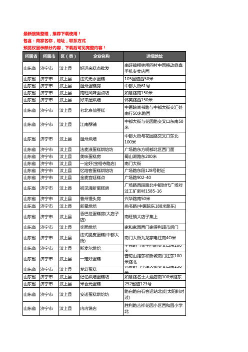 新版山东省济宁市汶上县蛋糕房企业公司商家户名录单联系方式地址大全96家