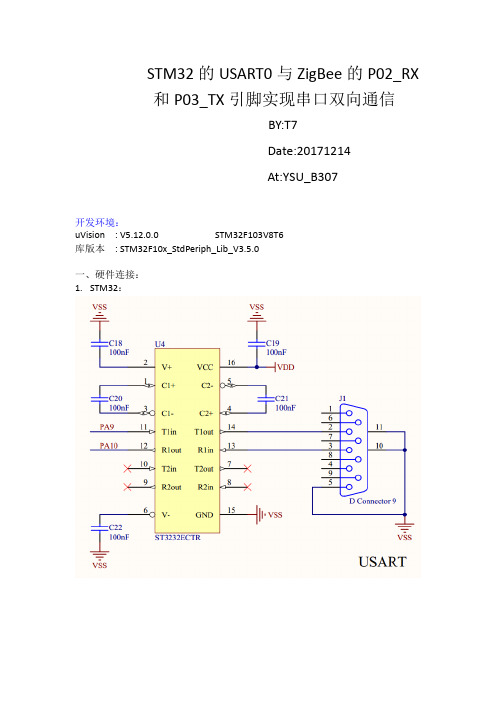 STM32的USART0与ZigBee的P02_RX和P03_TX引脚实现串口双向通信