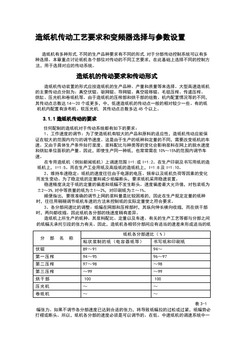 造纸机传动工艺要求和变频器选择与参数设置