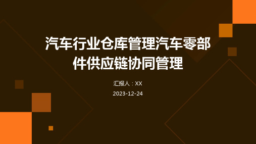 汽车行业仓库管理汽车零部件供应链协同管理