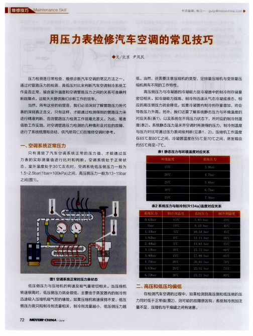 用压力表检修汽车空调的常见技巧