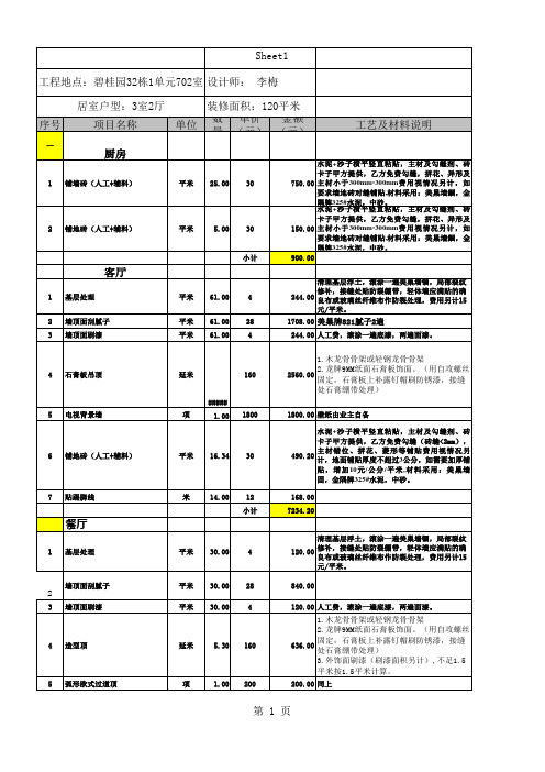 家装 碧桂园 装修报价单